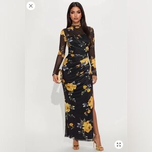 High End Long Sleeve Mesh Maxi Dress